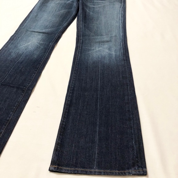 7FAM Women’s Distressed Dark Wash Premium Stretch Denim Lowrise Bootcut Jeans 30 - Picture 4 of 16